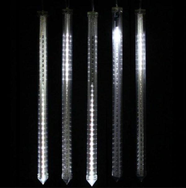 Instalatie tub luminos tip ploaie meteoriti, 20 sau 80 cm, 8 tuburi, diverse culori