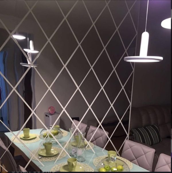Set 32 Oglinzi Acrilice Sticker Auto-adeziv Decorativ pentru Baie Living si Bucatarie 50 x 100 cm Argintiu - imagine 4