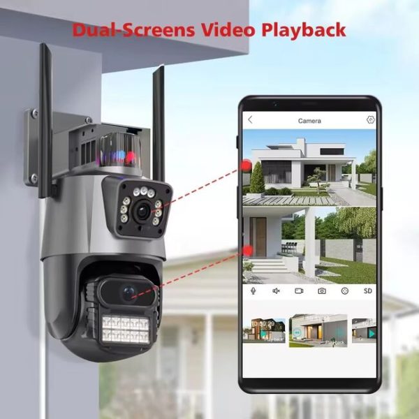 Camera de supraveghere dubla 4G,  exterior/interior, Ultra HD, zoom, rotire, comunicare bidirectionala, alarma, senzor miscare - imagine 8