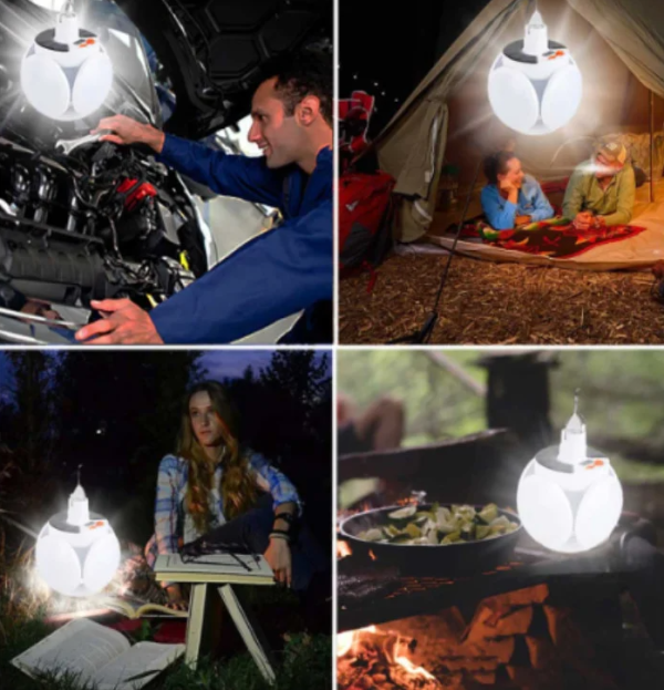 Lampa Solara Pliabila, 5 Moduri iluminare, Impermeabila, Alba, prindere cu Carlig - imagine 2