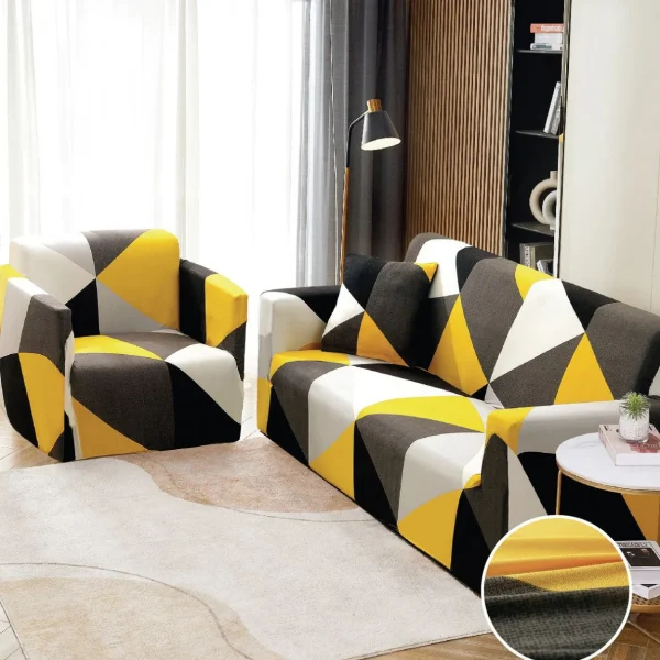 Husa Elastica pentru Canapea 2 locuri - Galben - imagine 2