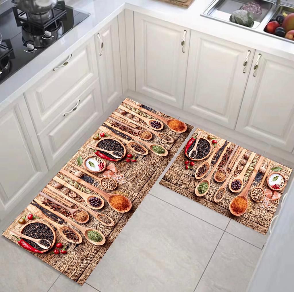 Set 2 x covoare de bucatarie, antiderapante, model seminte - imagine 2