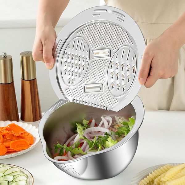 Set 3 in1 Razatoare Strecuratoare Cu Sita Si Bol  Diametrul de 24 cm