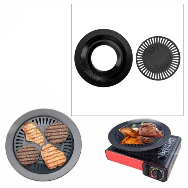 Plita rotunda pentru gratar, antiaderenta, Fier, 32 cm, Negru