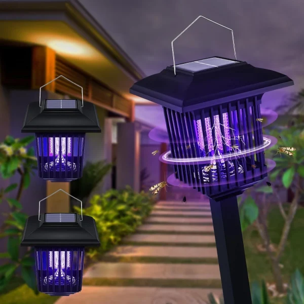 Set 1+1 Lampa Solara Anti-Insecte 2 in 1 cu LED UV - imagine 5