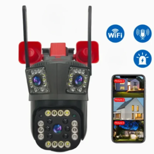 Camera de Supraveghere Tripla WIFI, 4G, 4K cu alarma - imagine 2