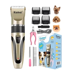 Masina de tuns animale Kemei Pro fara fir, 1200 mAh, accesorii incluse