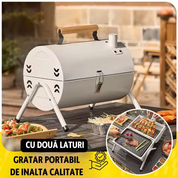 Gratar Portabil, Circular, Metal 38x25x38cm, Negru - imagine 3