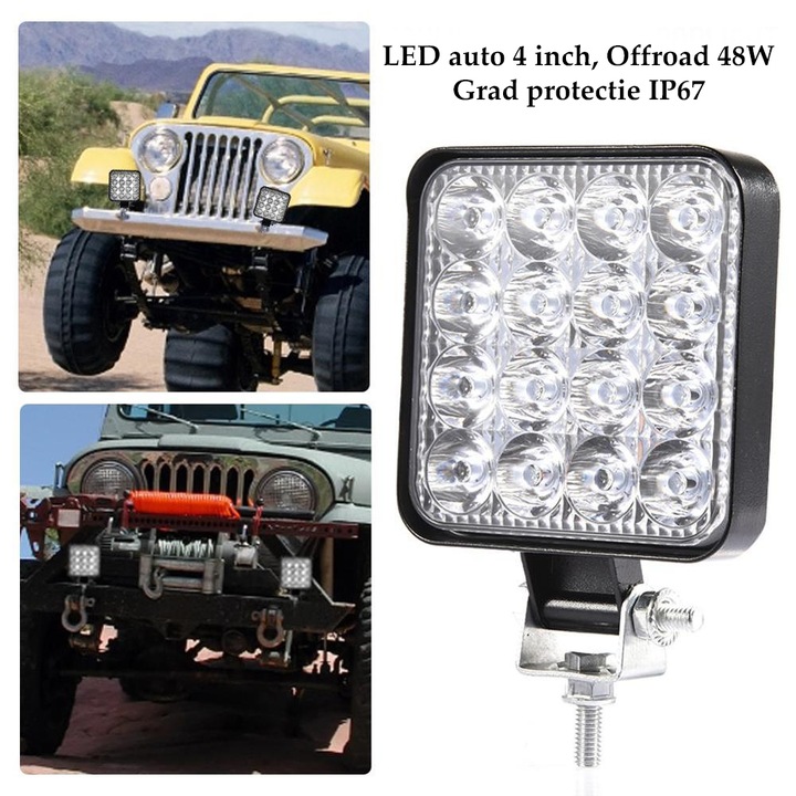 Set 2 Proiector LED TIR /AUTO 16 LED 48 WATT 9V-36V - imagine 3