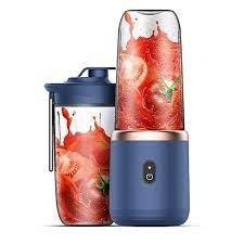 Mini Blender Portabil Electric, Cu Acumulator, 2 Recipiente, 6 Lame 3D, 300 ml, Albastru