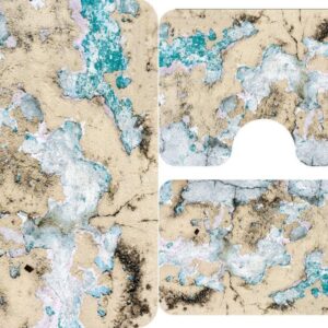 Covoare de Baie, 3 Piese, Antiderapante  bej Abstractie