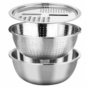 Bol din inox cu strecuratoare si razatoare 3 in 1, 28cm