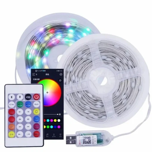 Instalatie LED de 10 metri, bandă RGB cu Bluetooth și aplicatie telefon - imagine 2