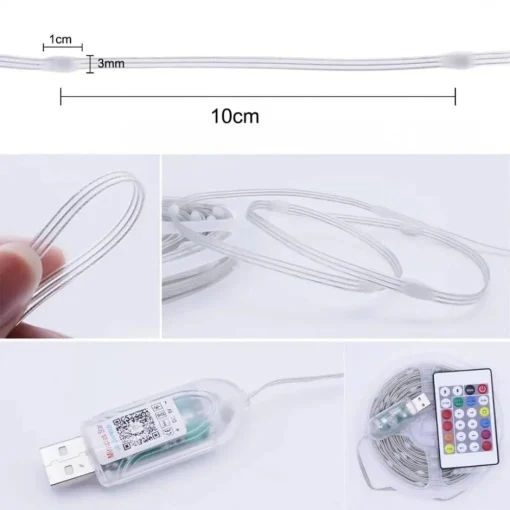 Instalatie LED de 10 metri, bandă RGB cu Bluetooth și aplicatie telefon - imagine 3